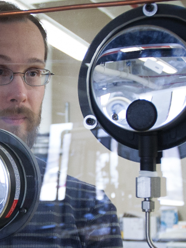 Professor Jonathan Wenzel in chemistry engineering lab